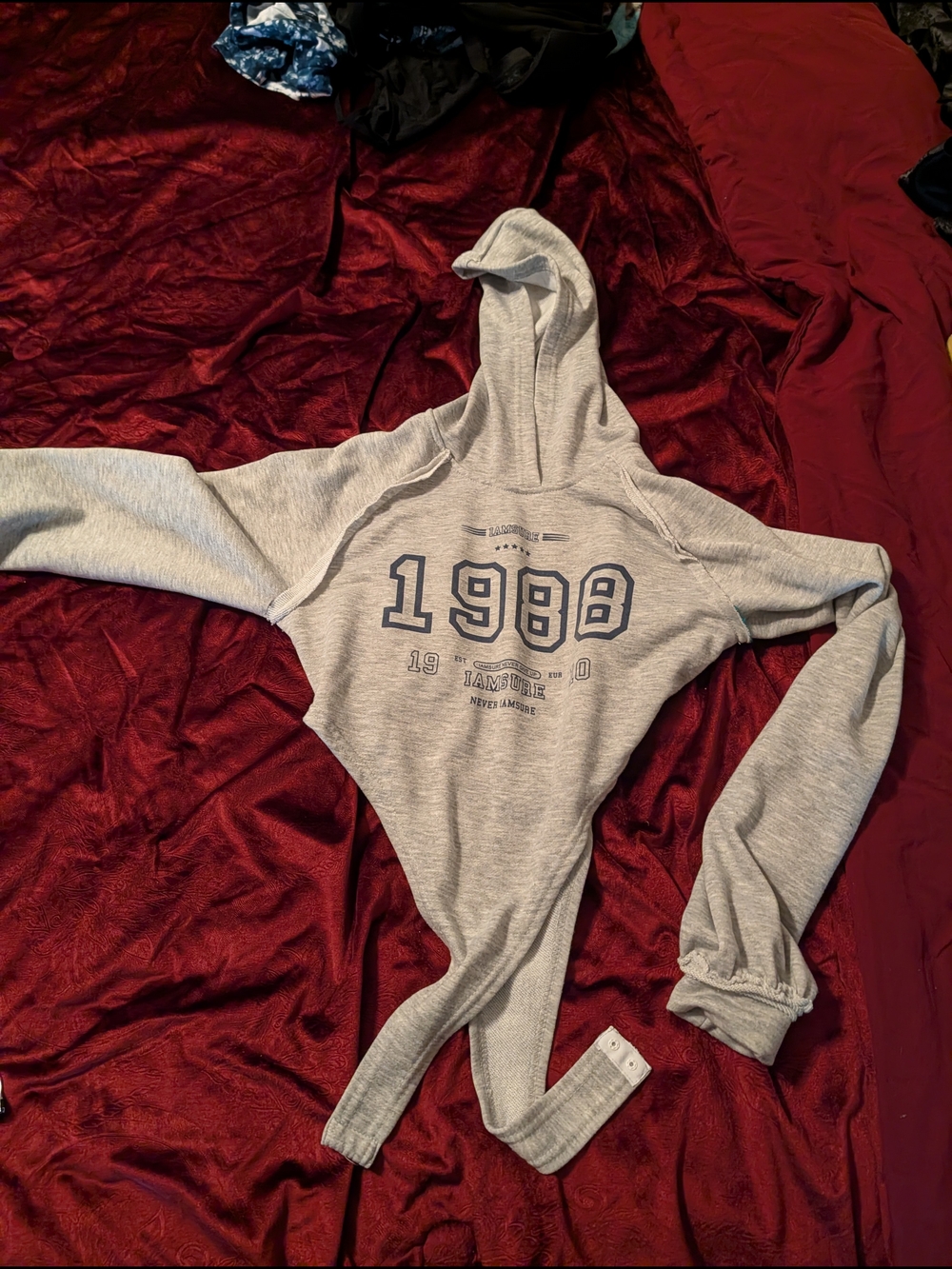 1988 Grey Hooded Sweatshirt - Men's Casual Hoodie